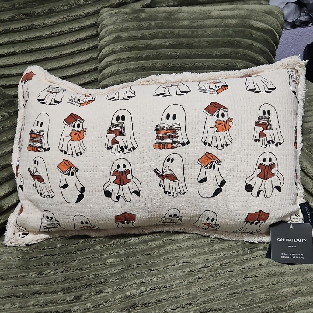 Ghost Patterned Pillow by - Cream and Black